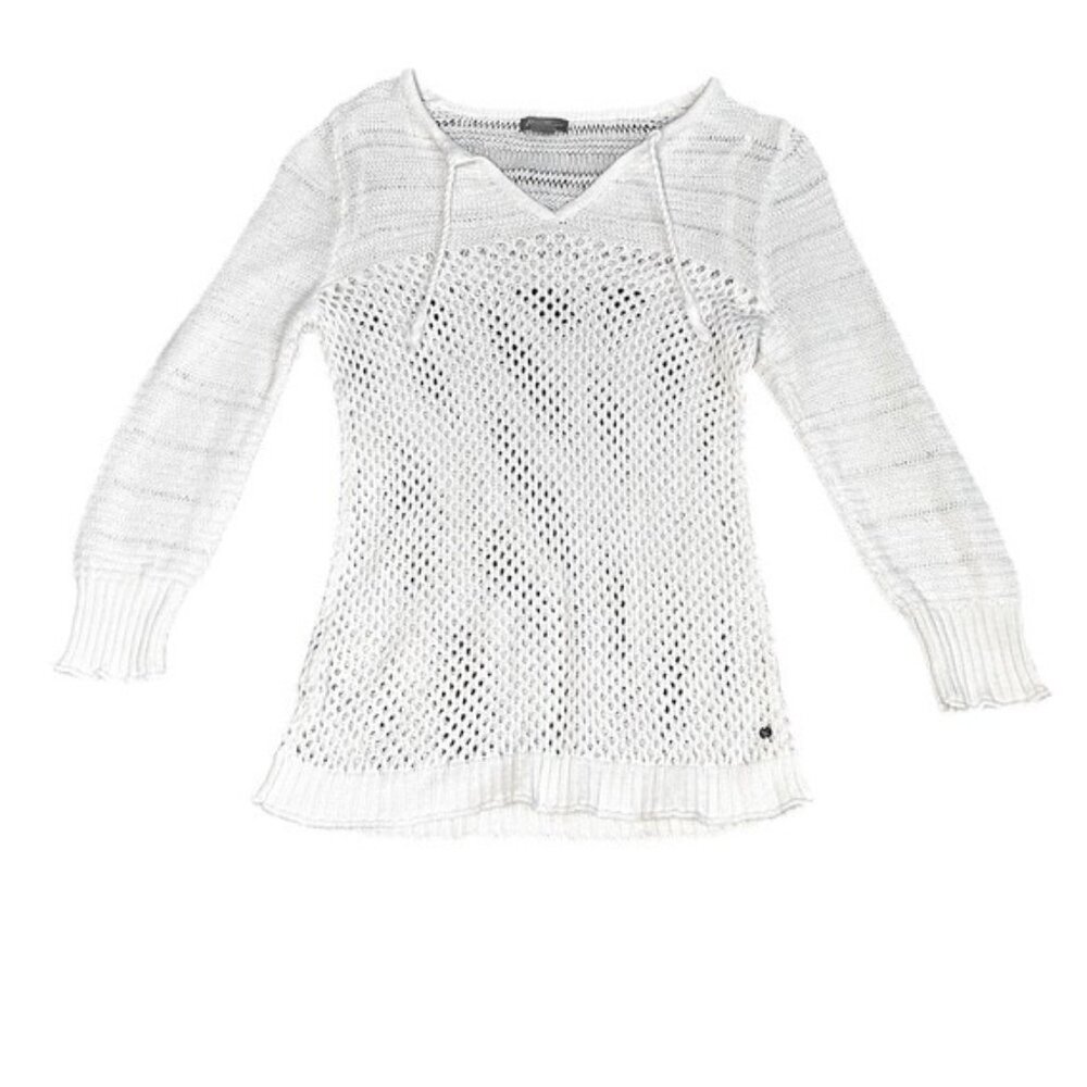 Eddie Bauer Open Knit Sweater Pullover White Size S